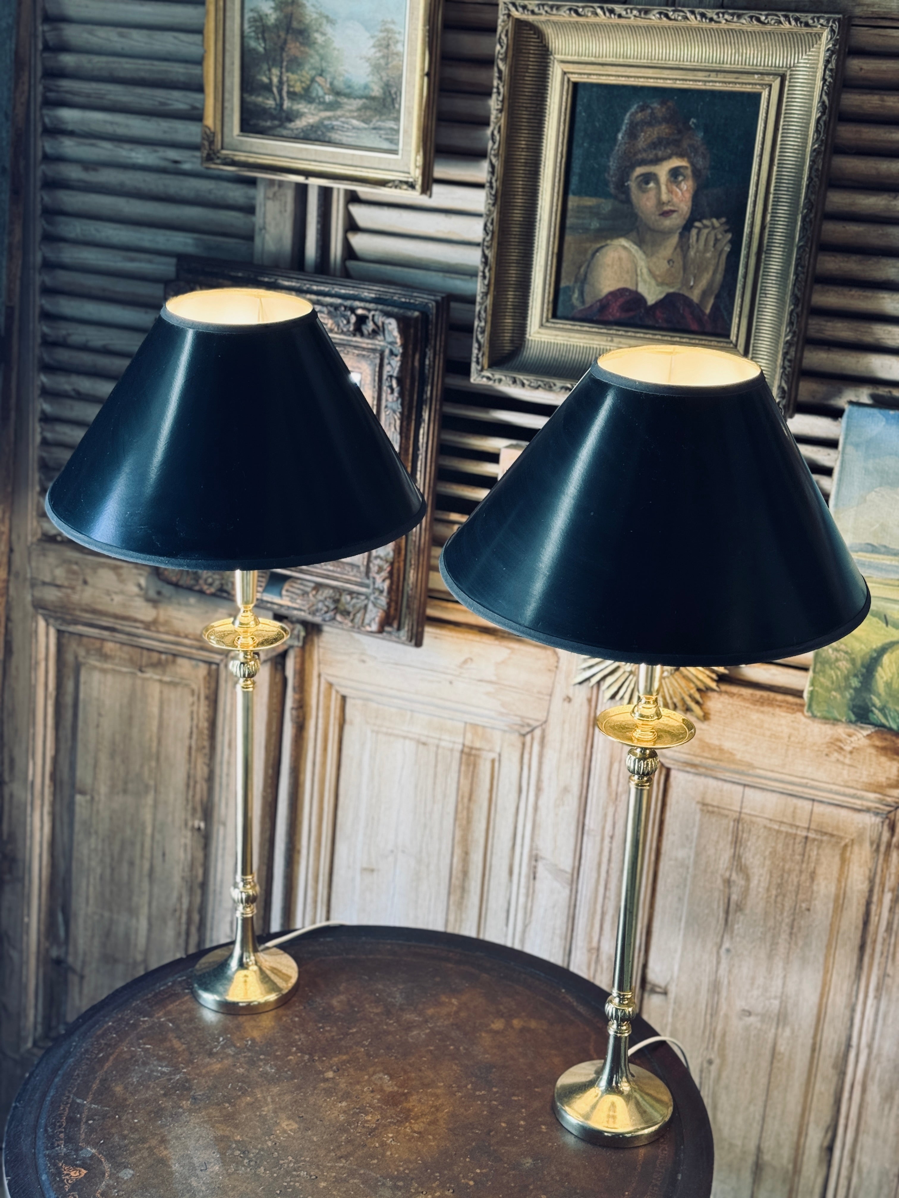 Pair of Vintage Brass Hotel Lamps