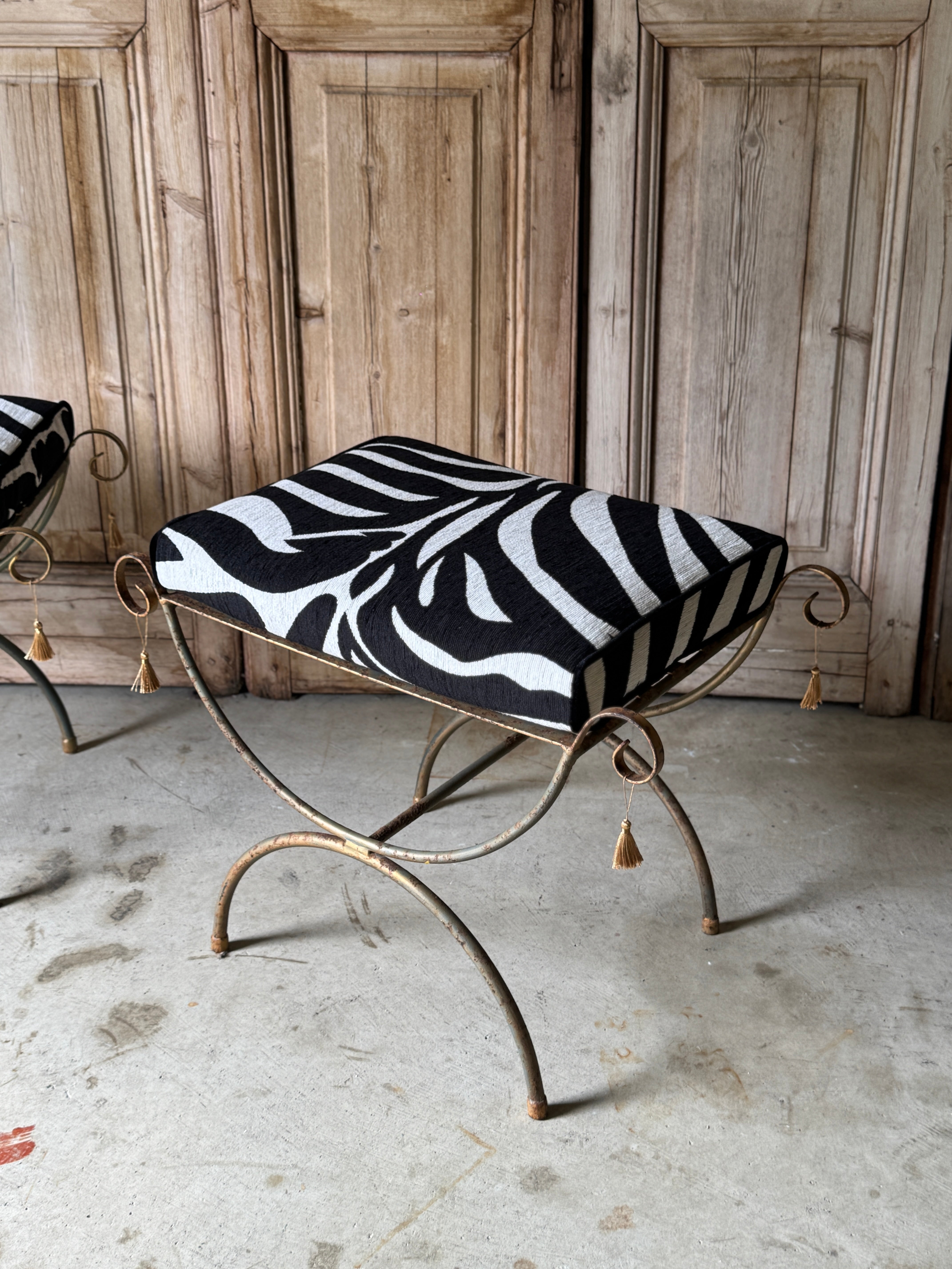 Vintage Pair of Zebra Stools