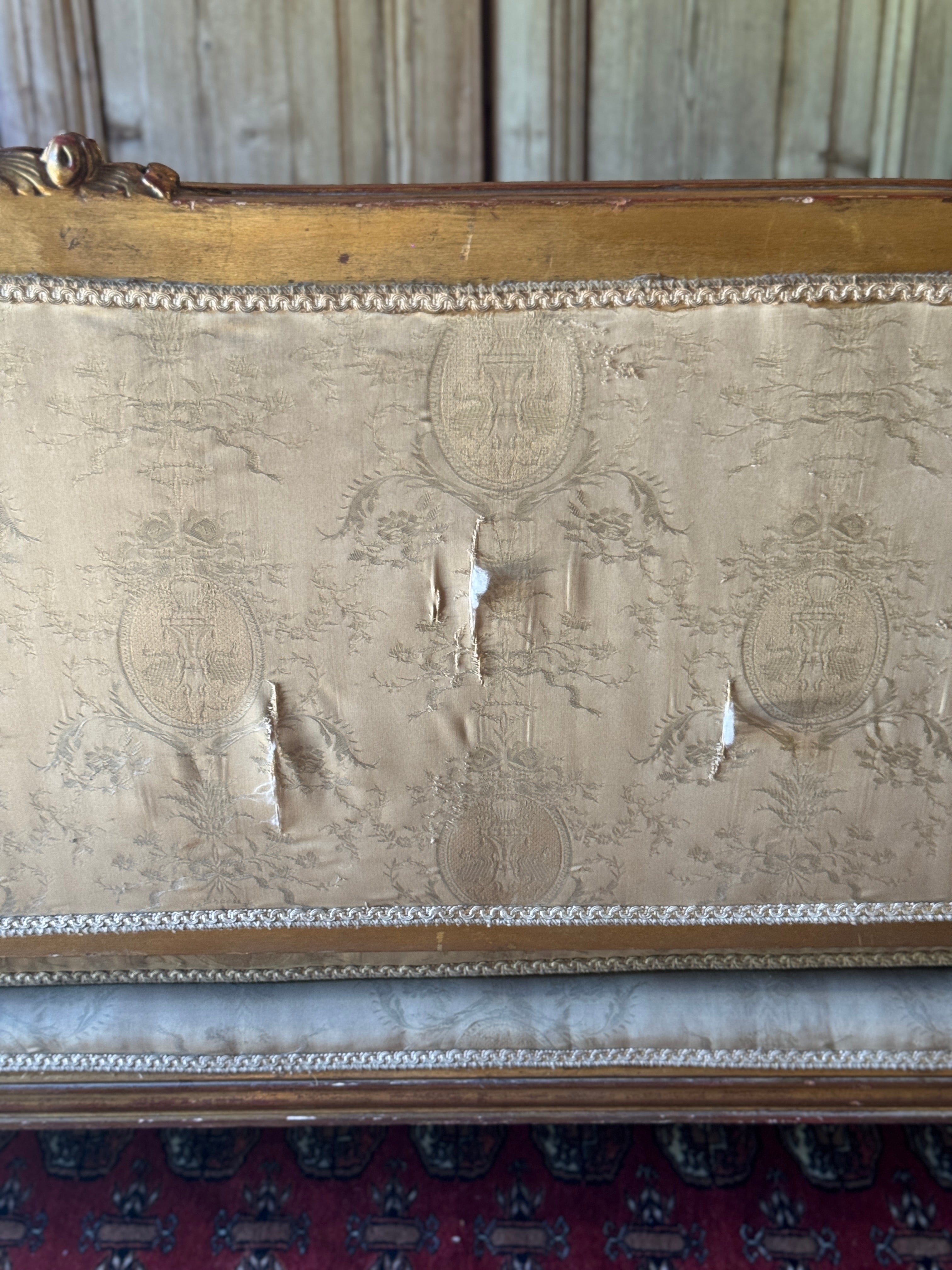 Antique French Louis XVI Style Giltwood Salon Sofa