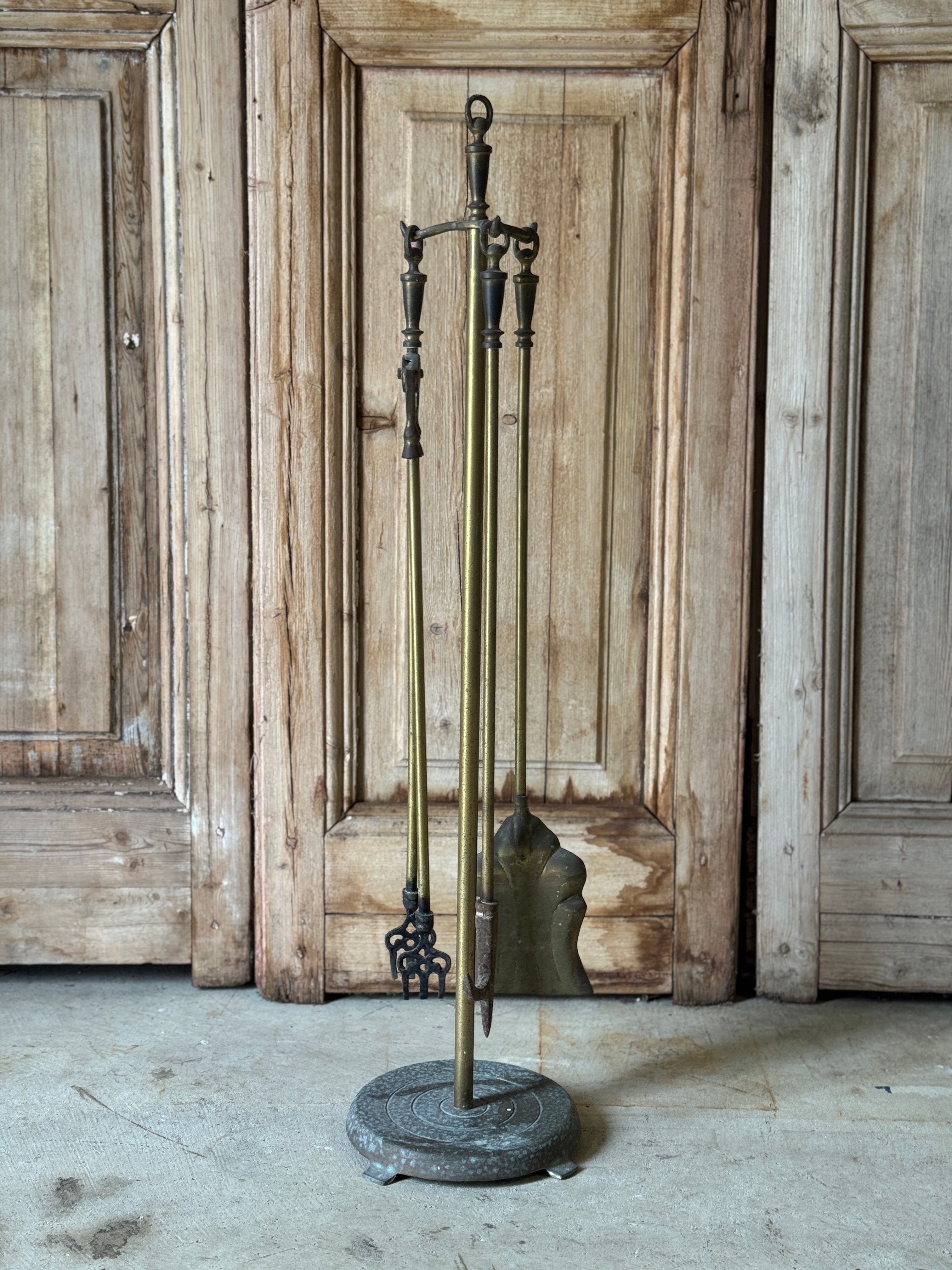 Vintage Set of Brass Fire Tools