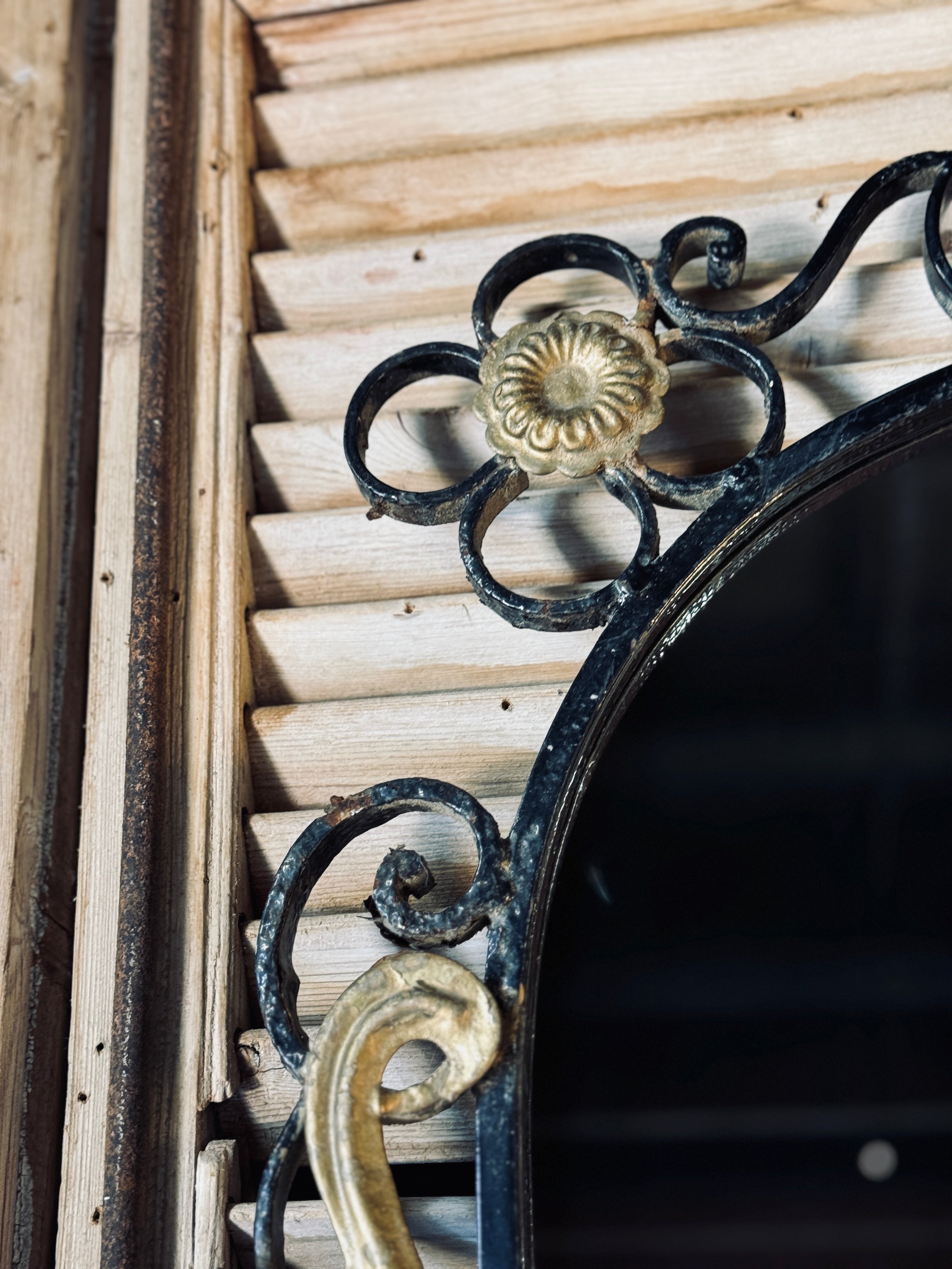 Vintage Wrought Iron Arched Mirror