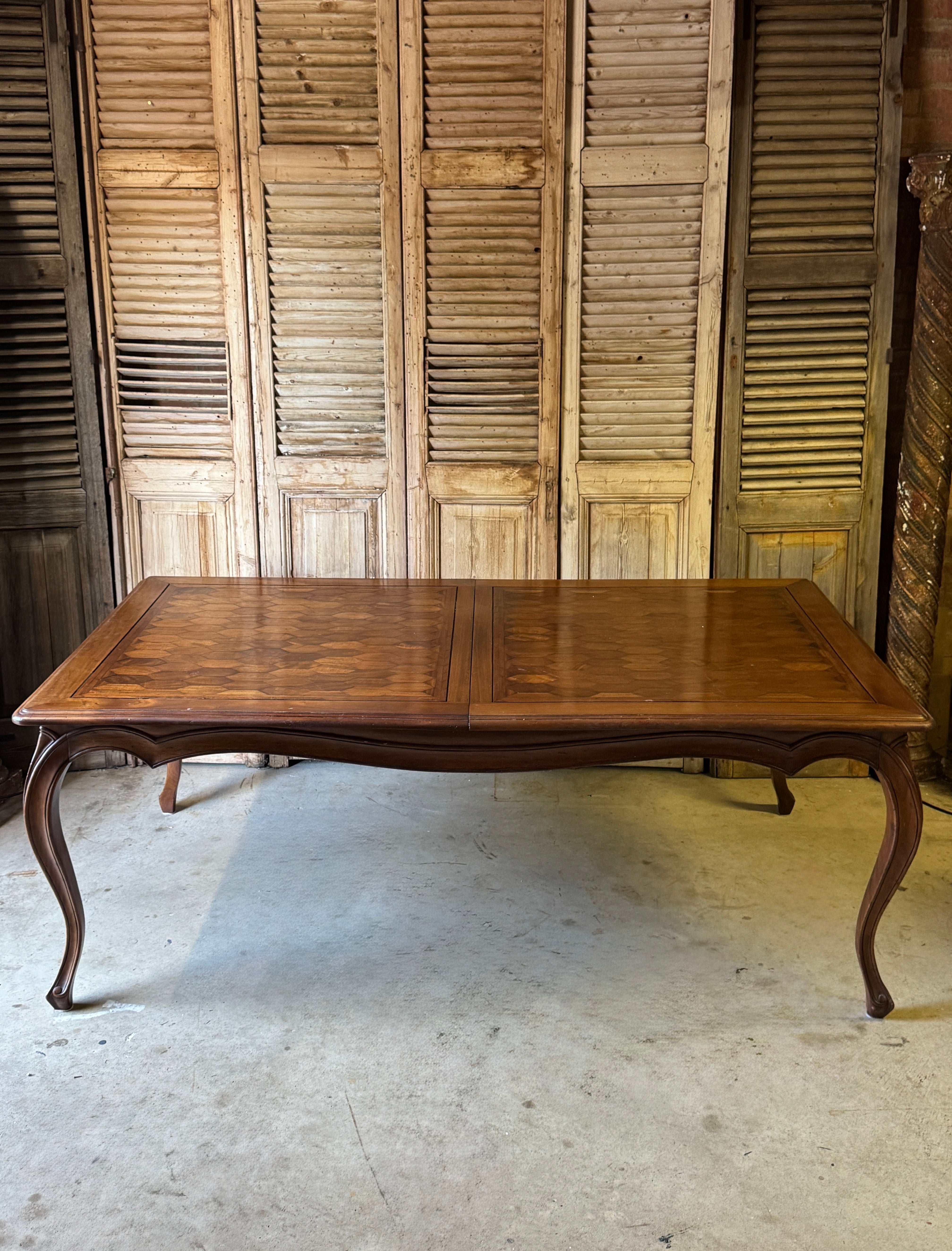 Vintage Louis XVI Style Parquetry Extension Table