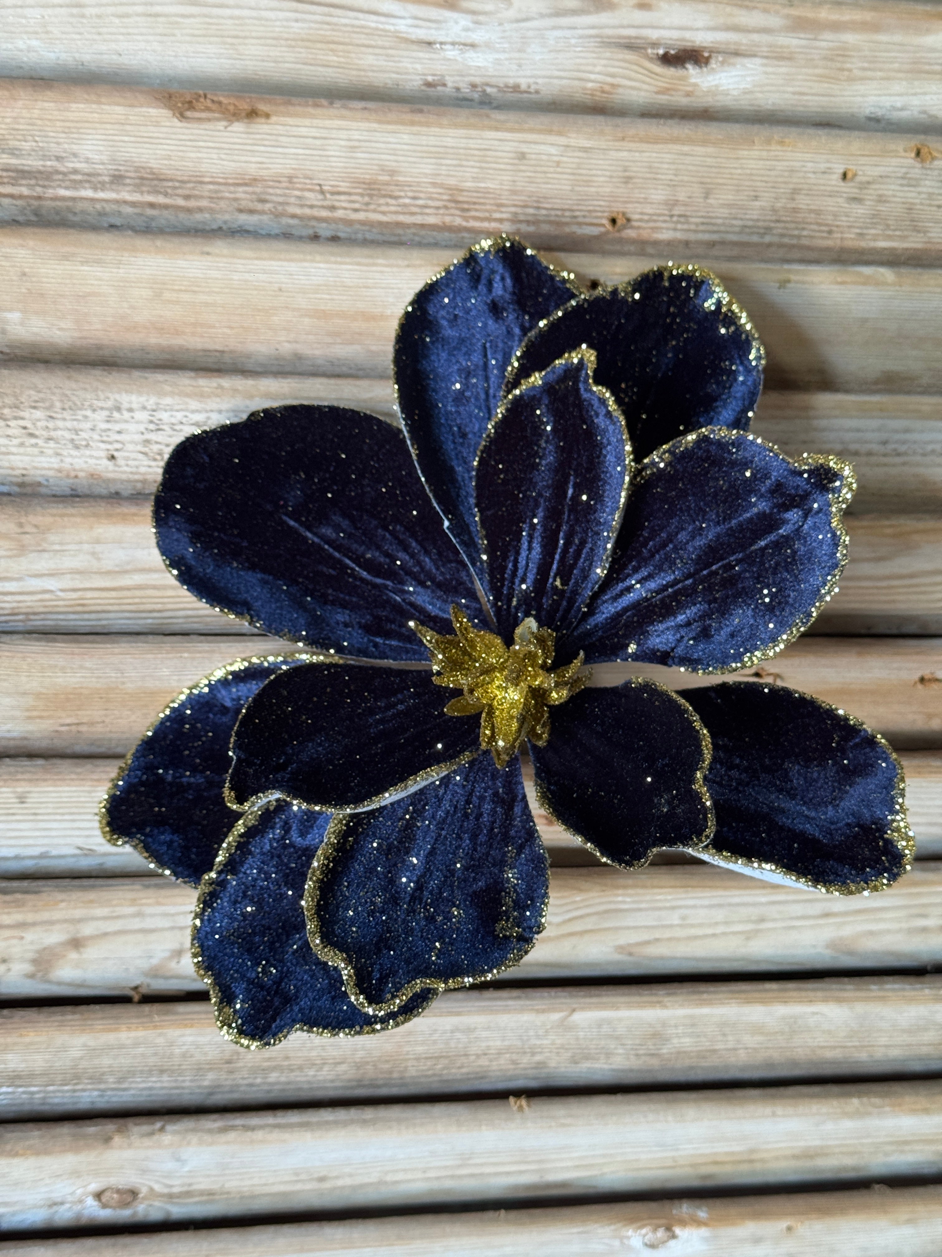 Glittered Clip On Magnolia Flowers – 3 Colours