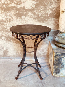 Rustic Marble Top Side Table