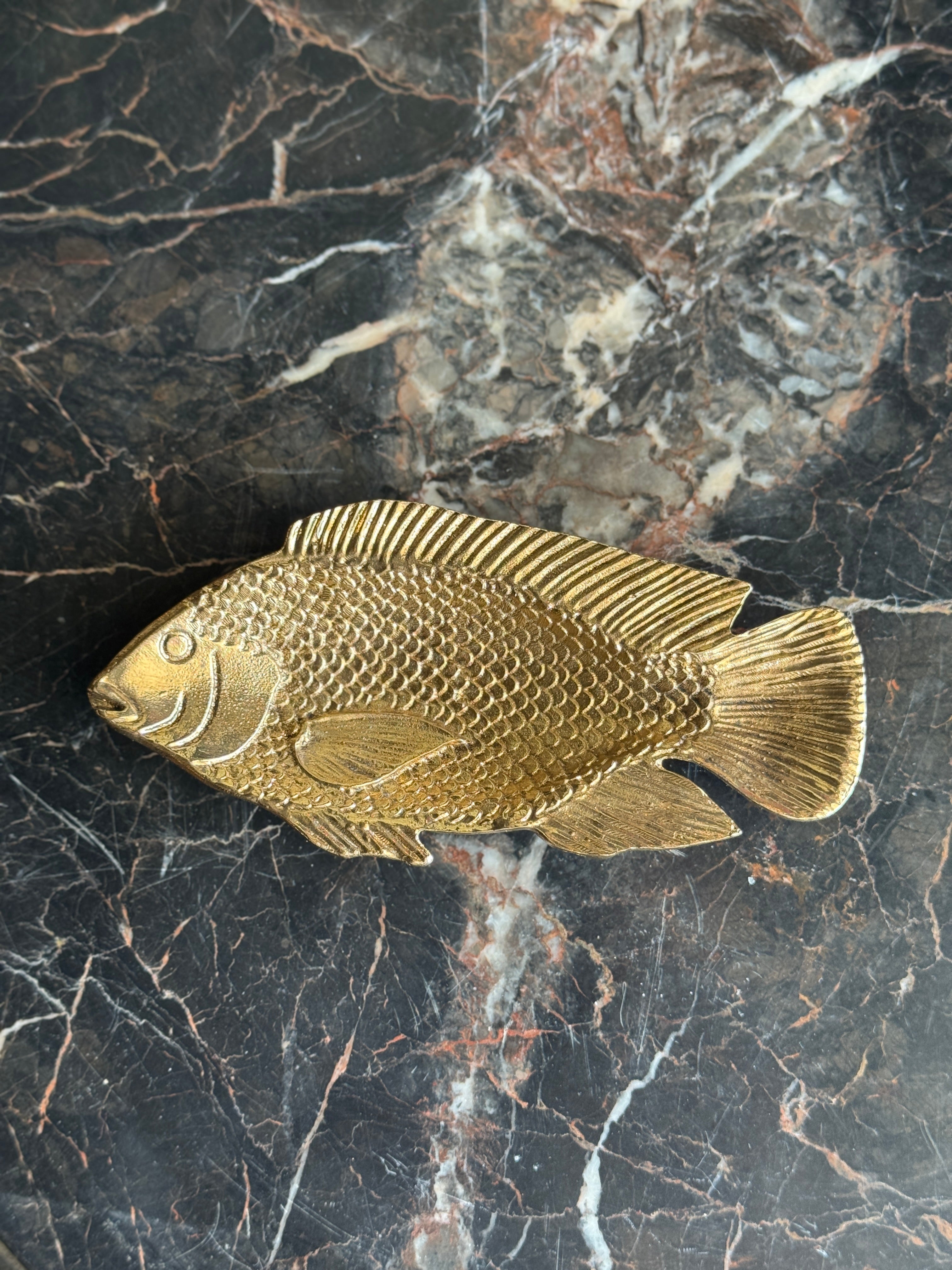 Cast Metal Gilt Fish Trinket Dish