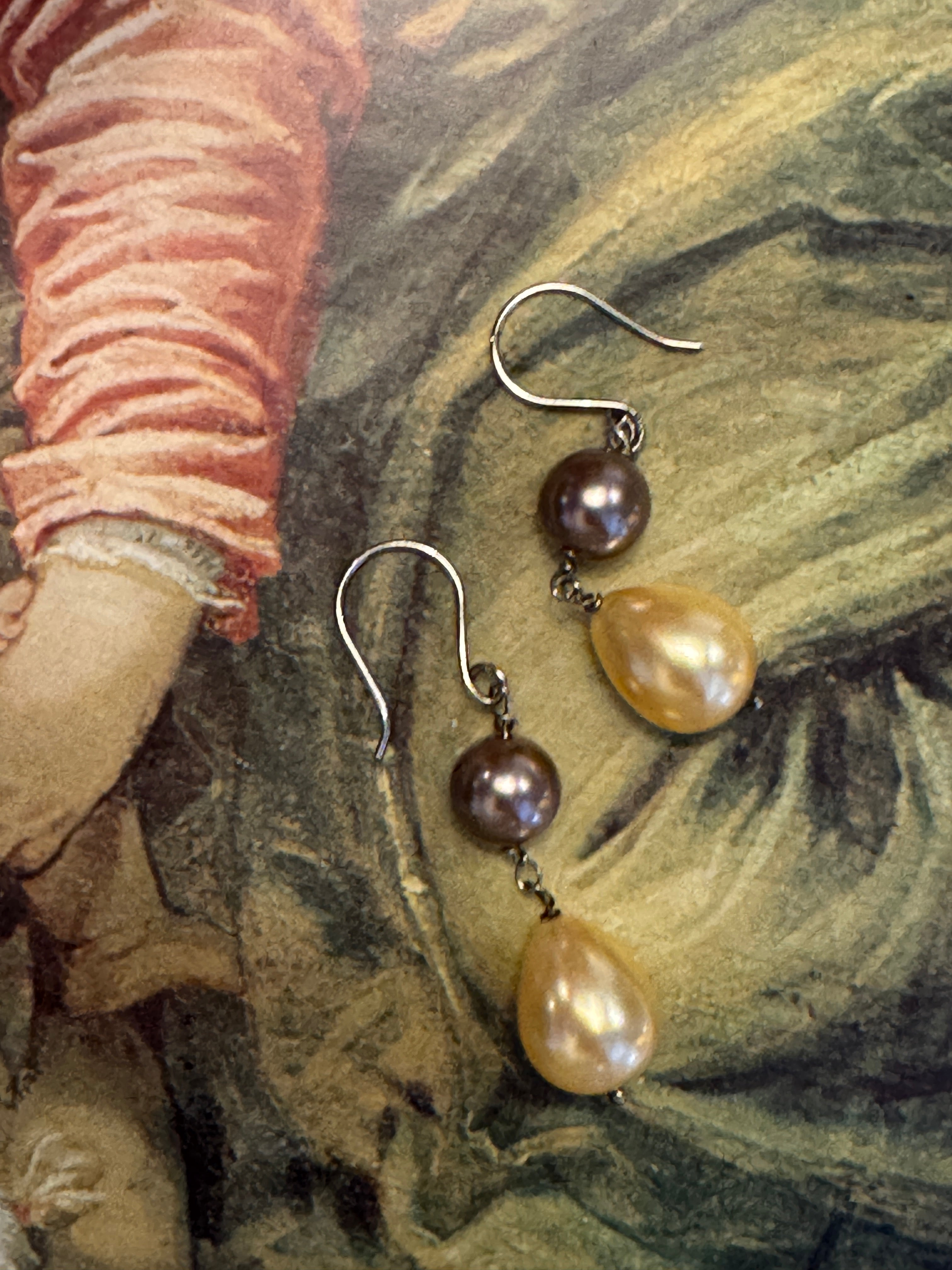 Vintage Sterling Silver Freshwater Baroque Pearl Drop Earrings – 32mm (11.8g)