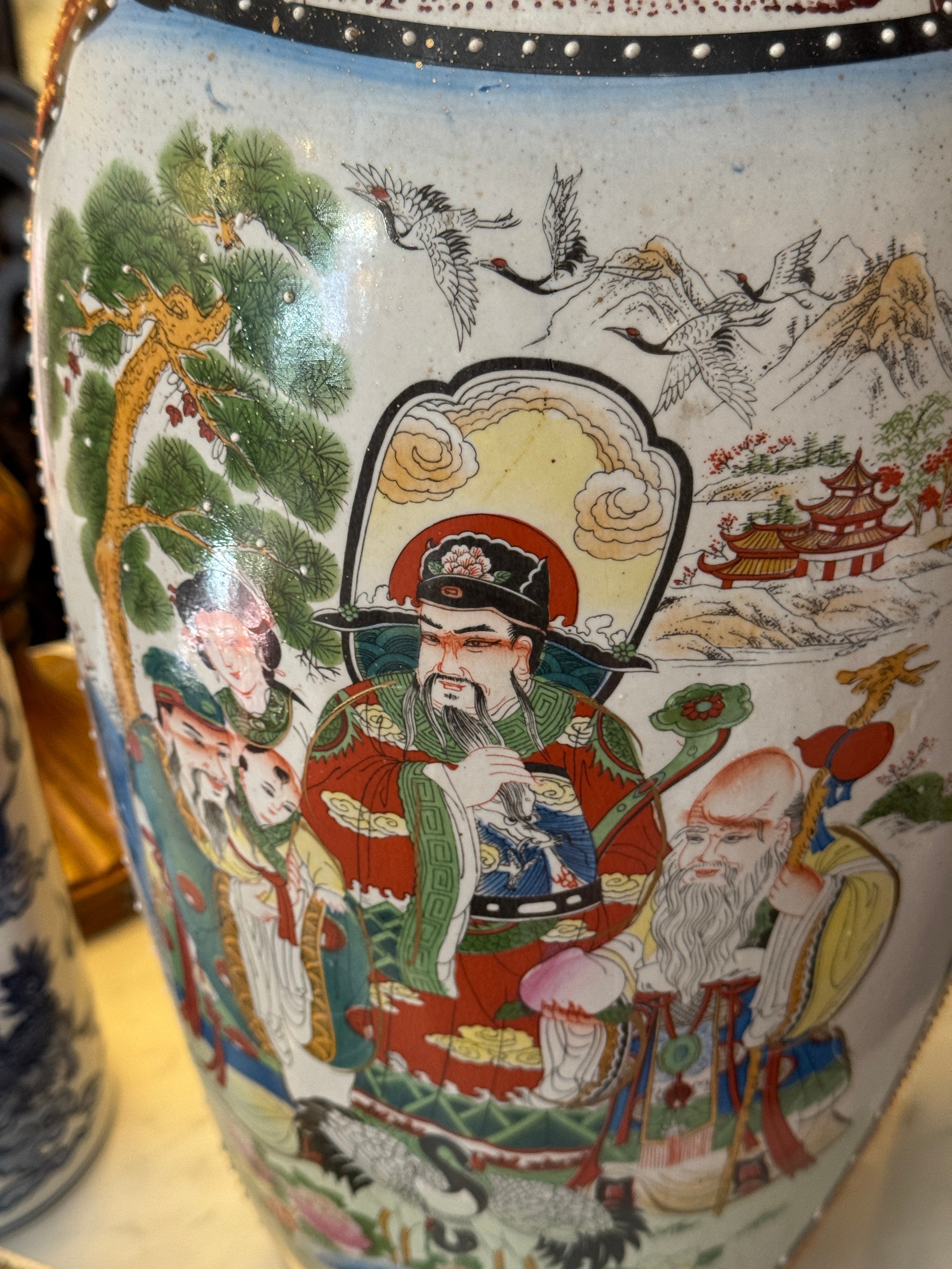 Vintage Chinese Handpainted Porcelain Urn