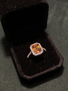 Emerald Cut Citrine Sterling Silver Ring