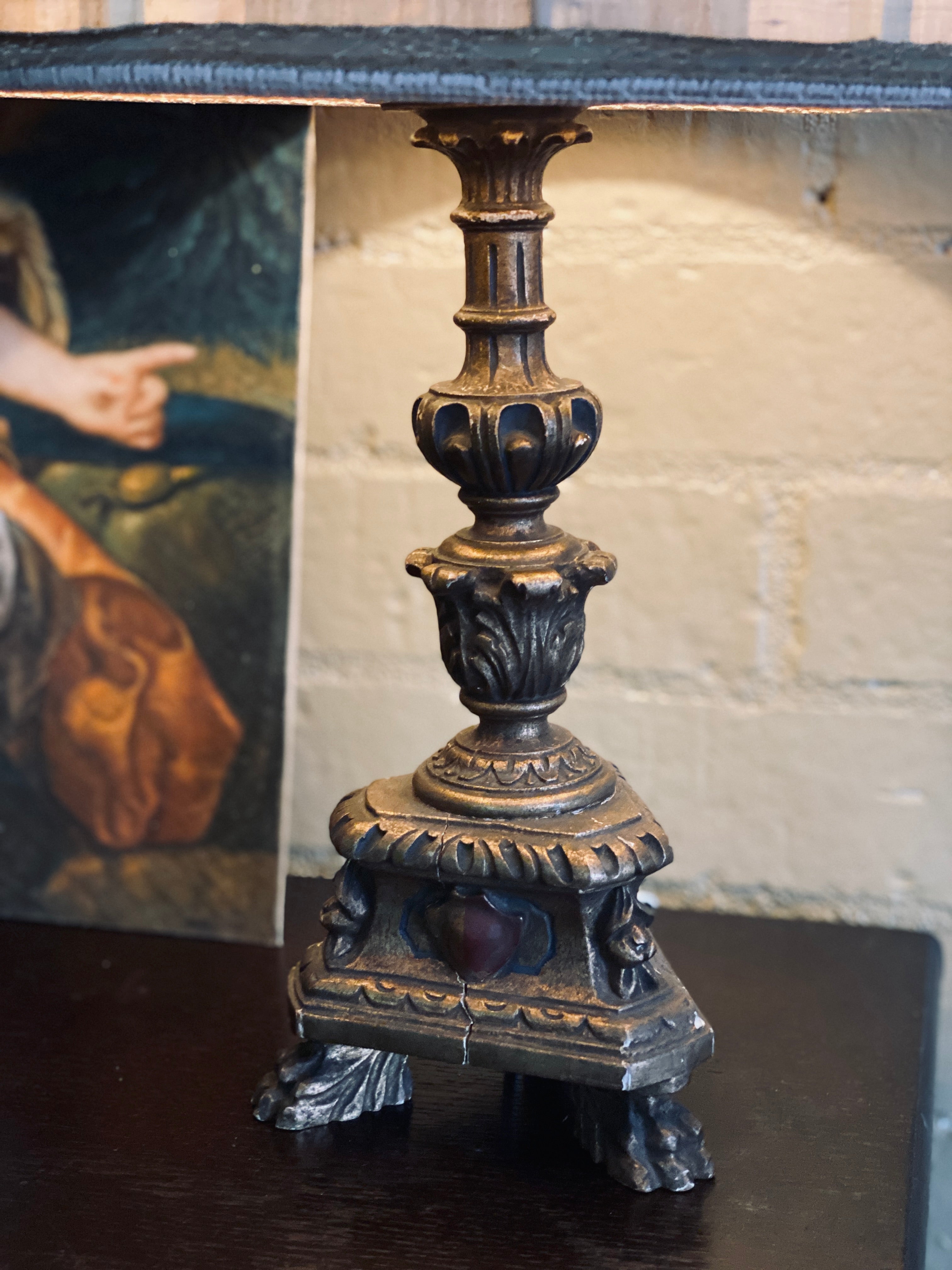 Antique Hand Carved Gilt Table Lamp