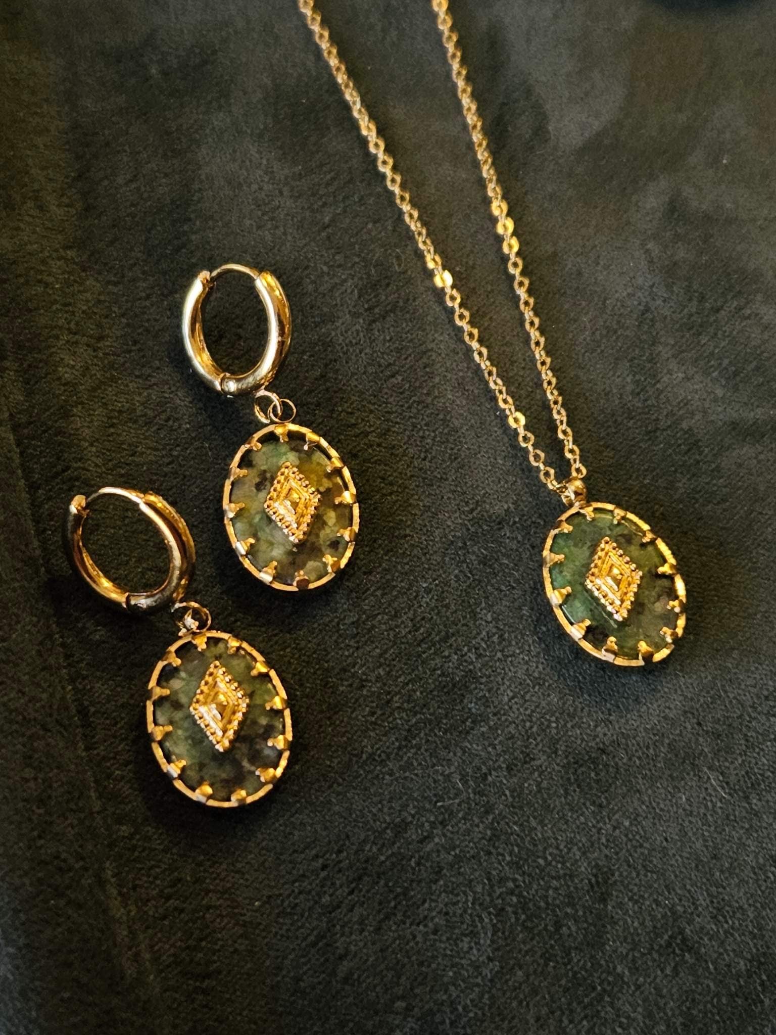 African Turquoise Earrings (14k Gold Plated)