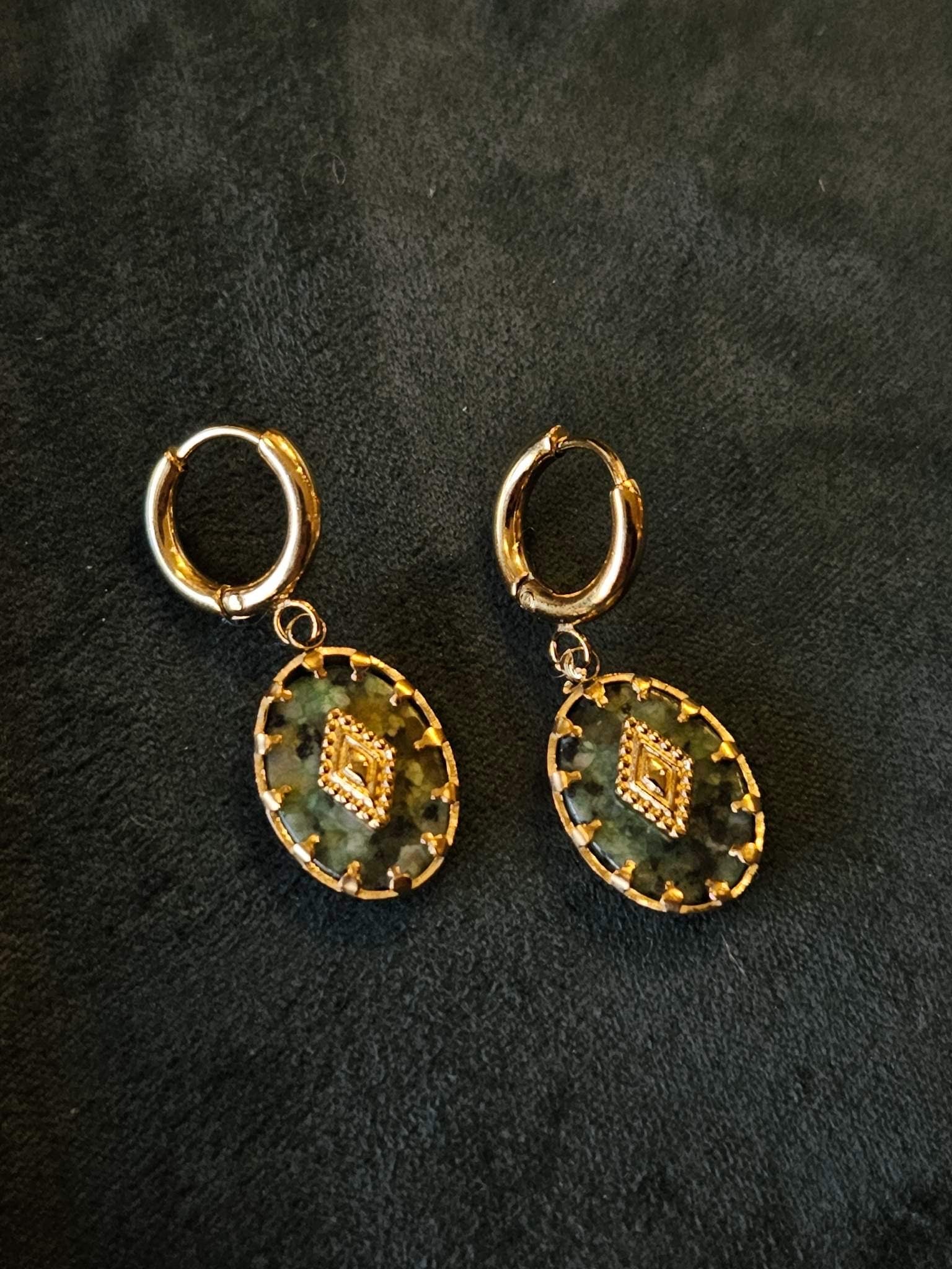African Turquoise Earrings (14k Gold Plated)