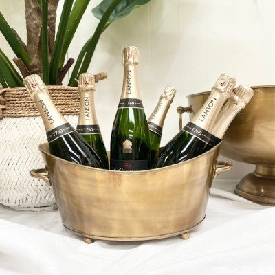 Oval Antique Brass Champagne Ice Bucket