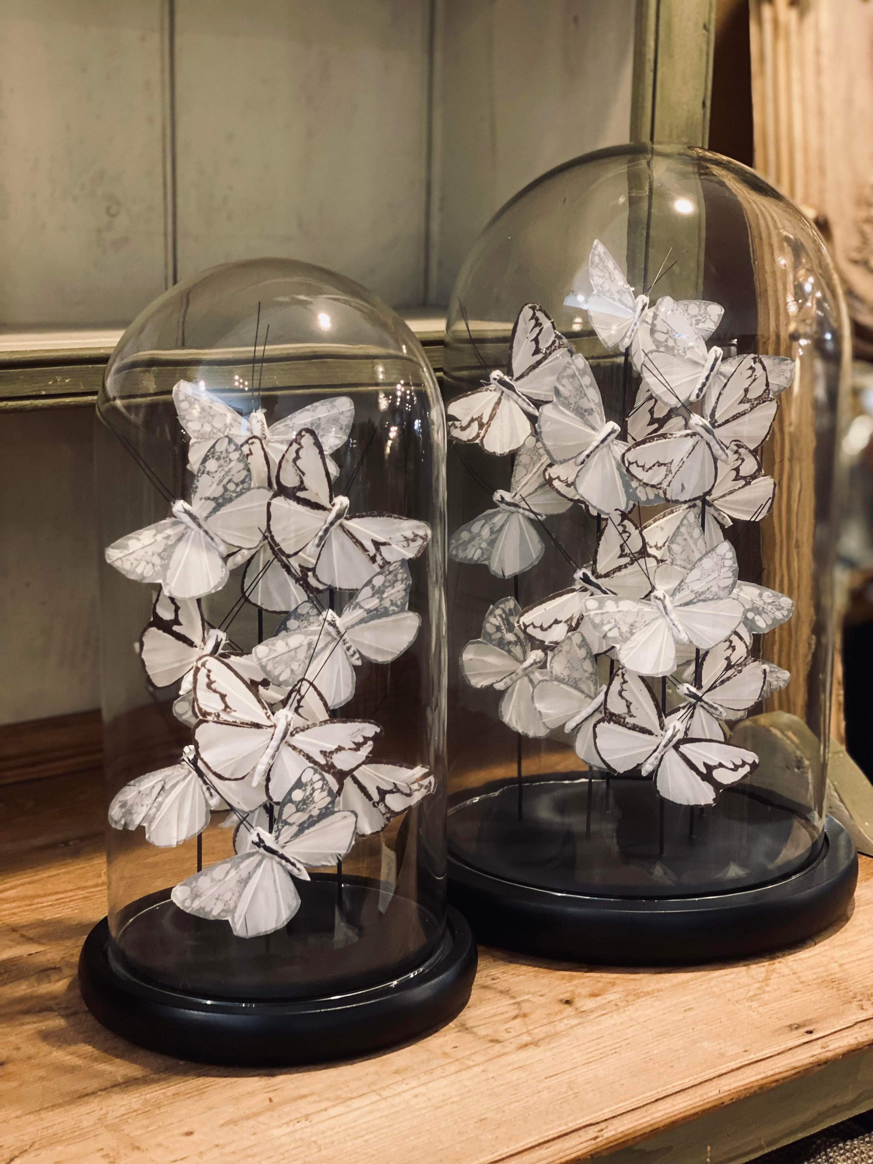 White & Silver Butterfly Cloche - 2 Sizes