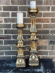 Antique Gold Handcrafted Timber Candlesticks - Various Styles