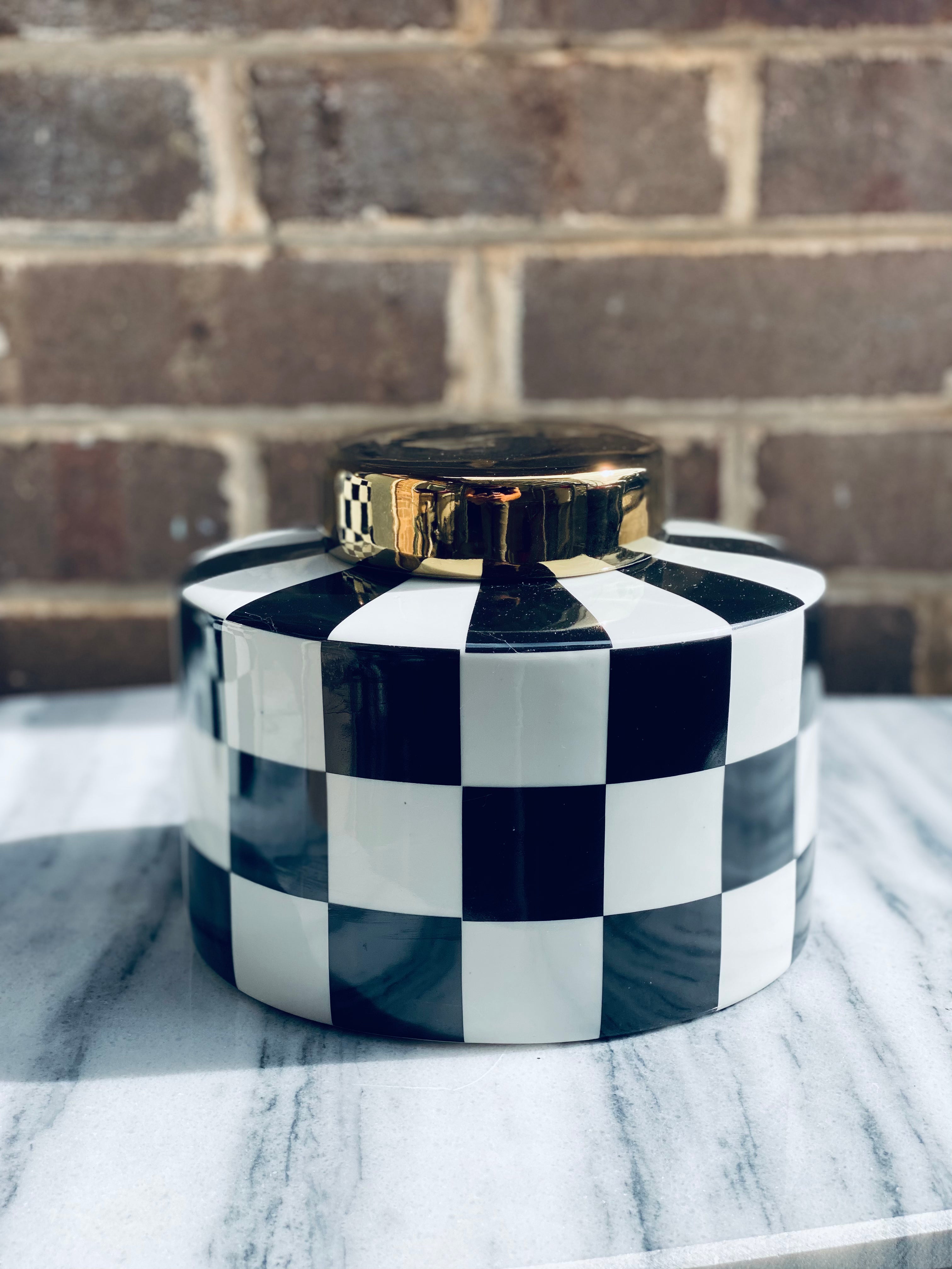 Checkered Ceramic Canister