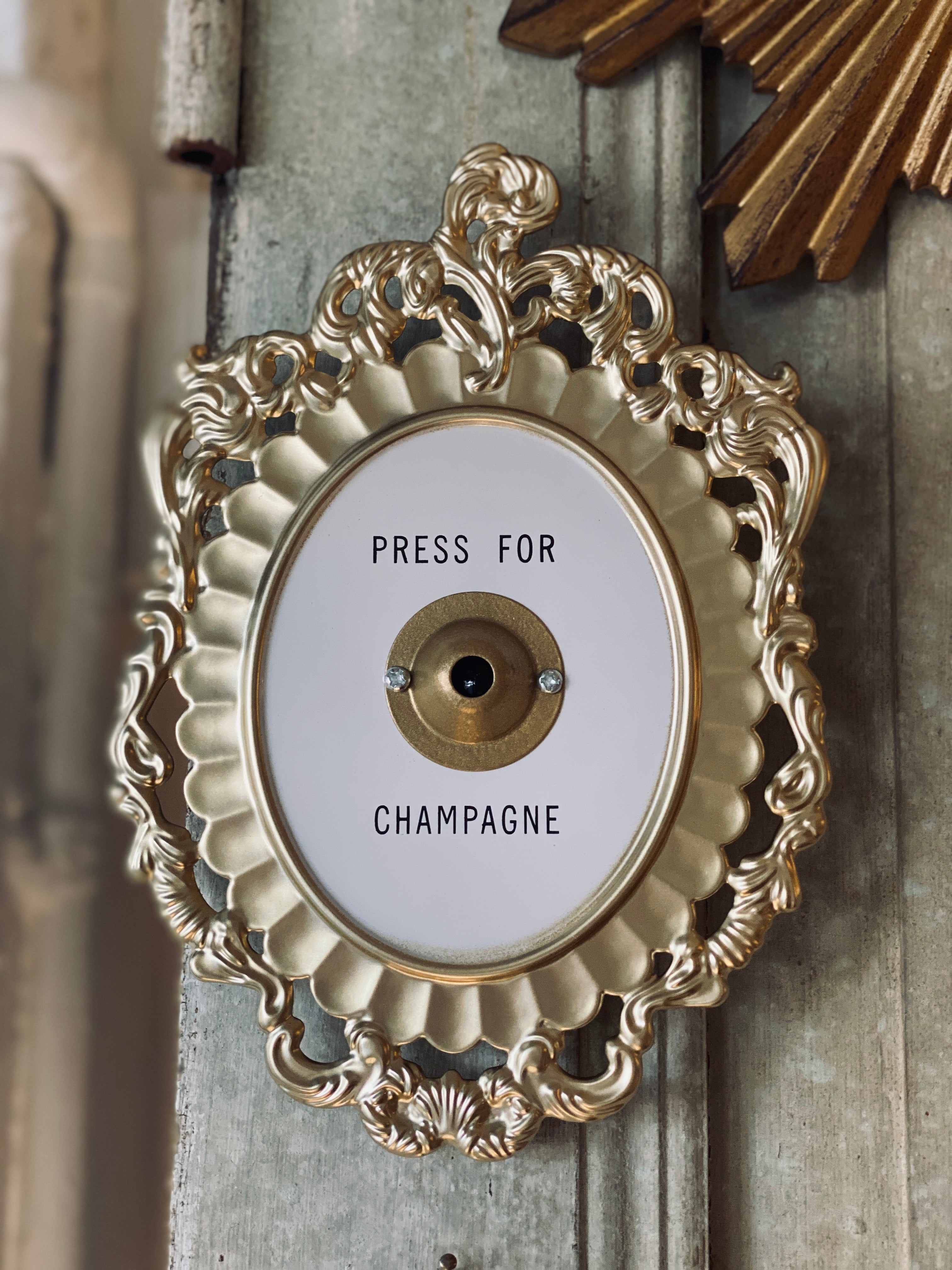 Press For Champagne Metal Sign