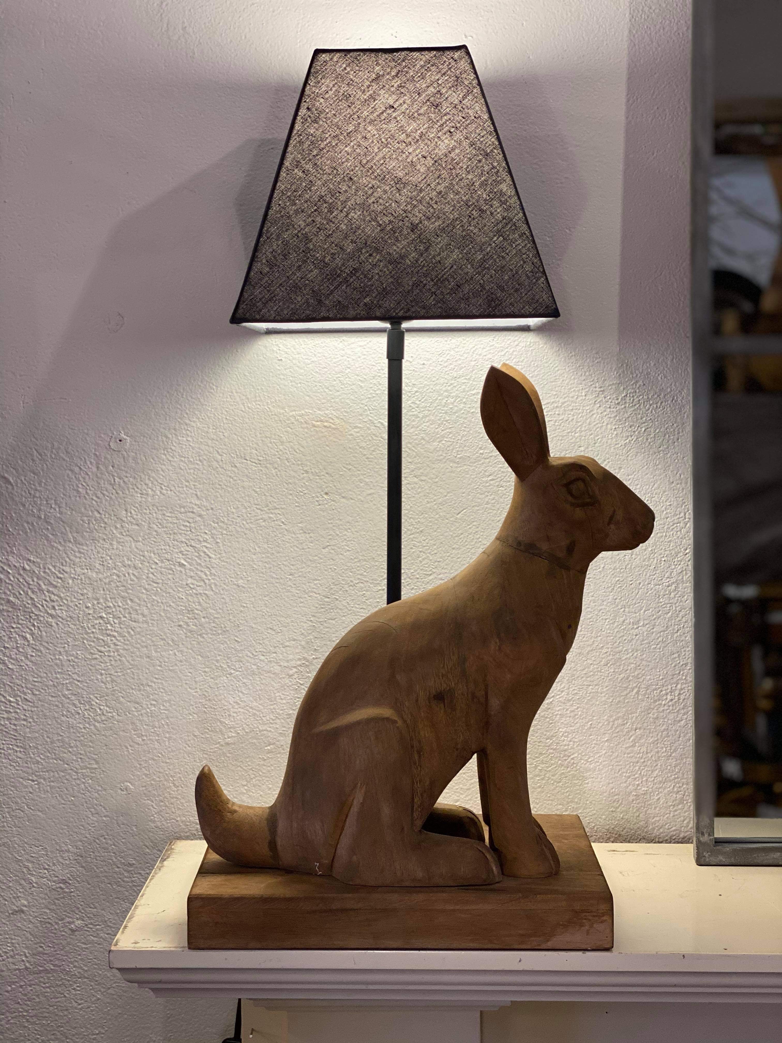 Large Wooden Rabbit Lamp