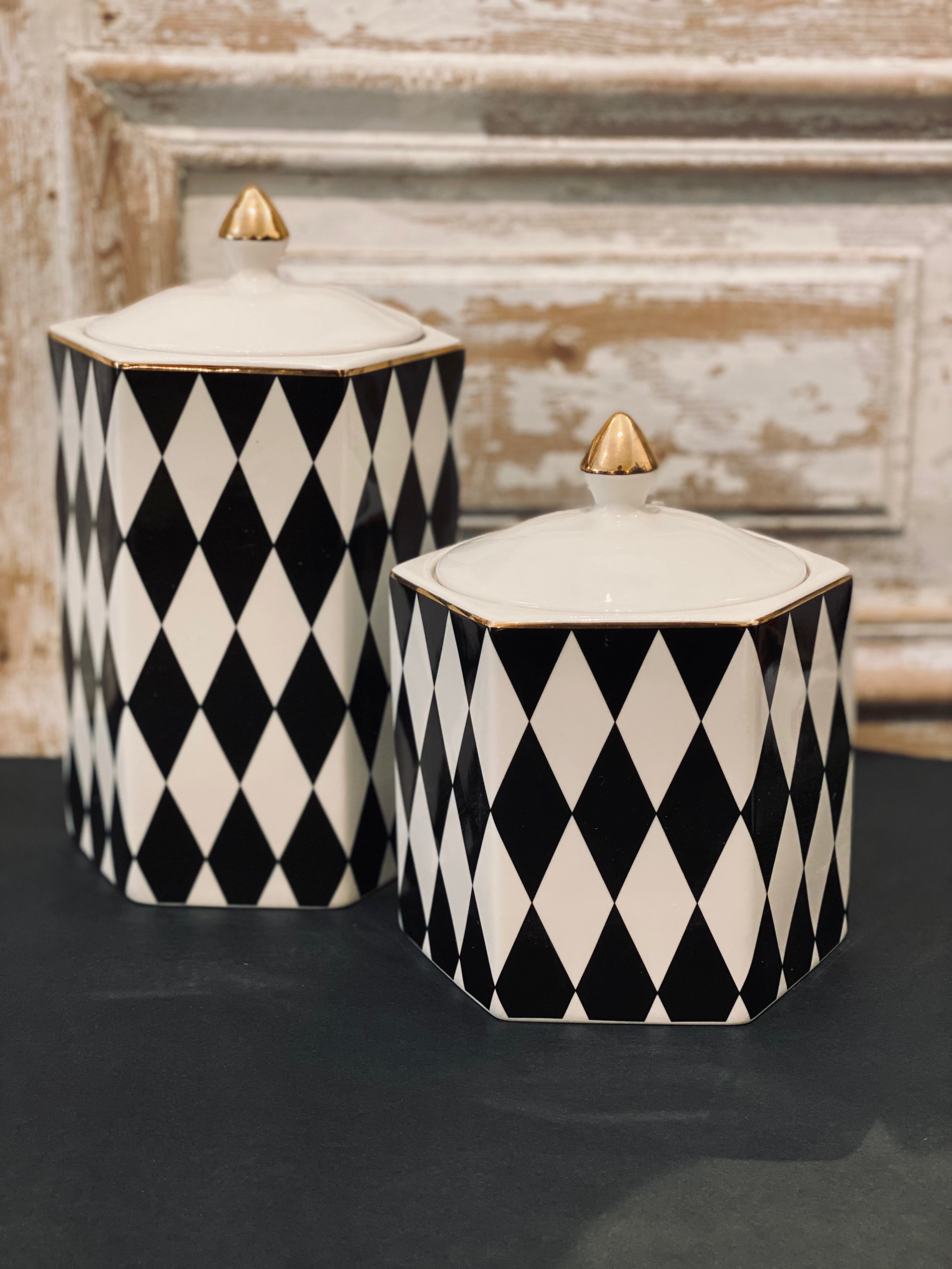 Diamond Pattern Ceramic Canister