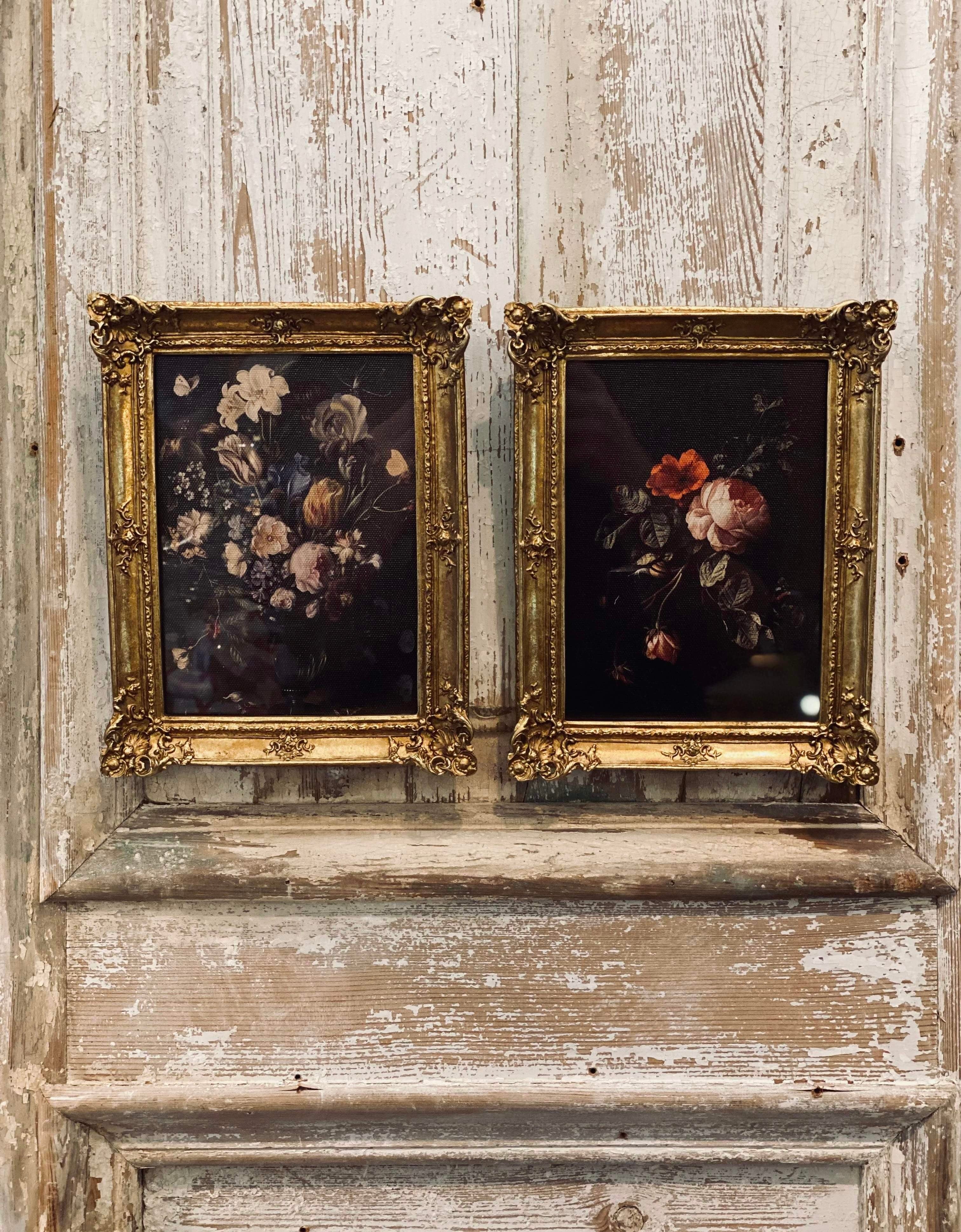 French Style Framed Floral Artworks