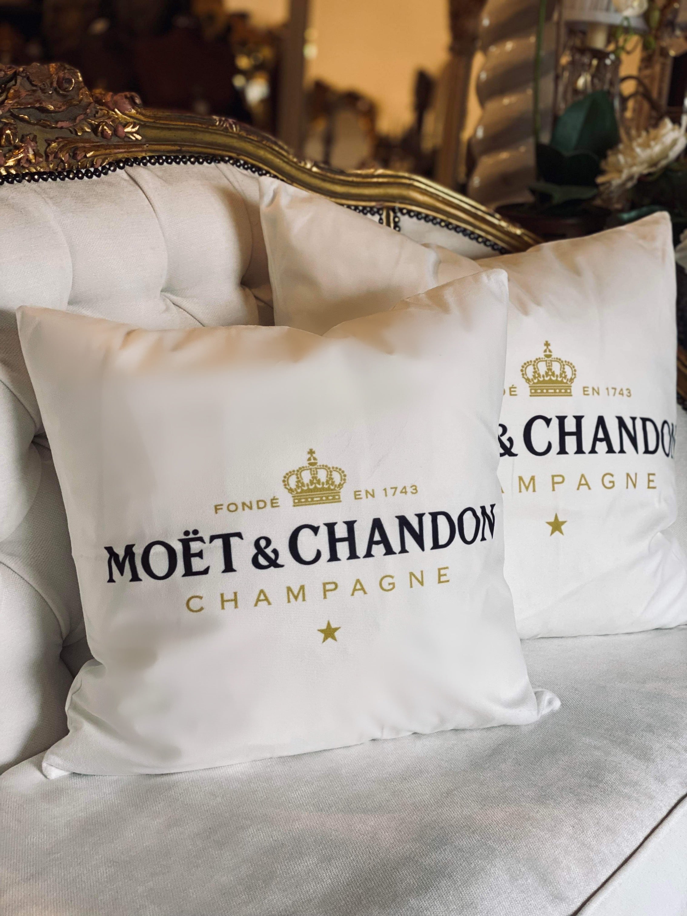 Moet & Chandon Velvet Cushion - Black or White