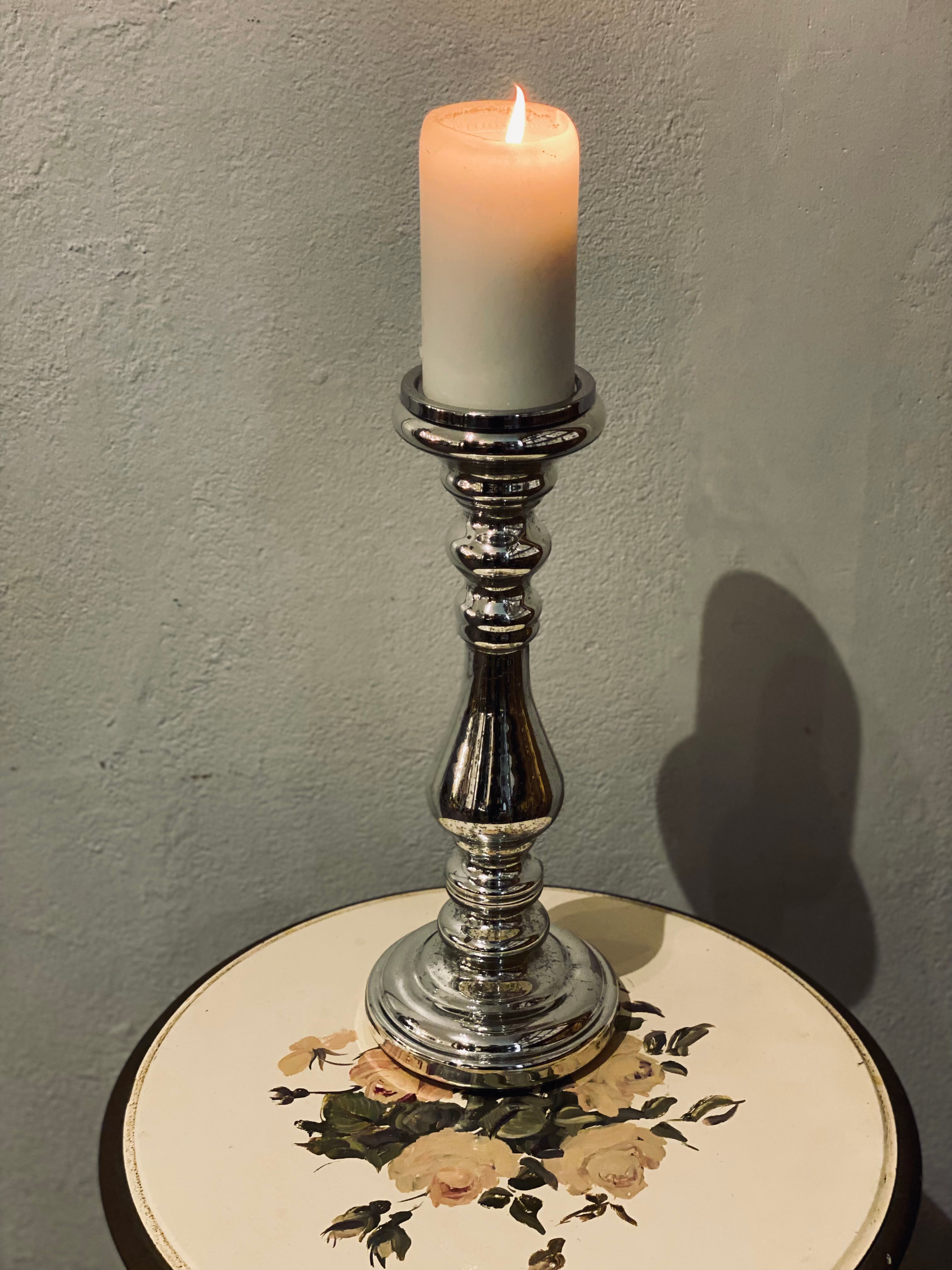 Mercury Glass Pillar Candle