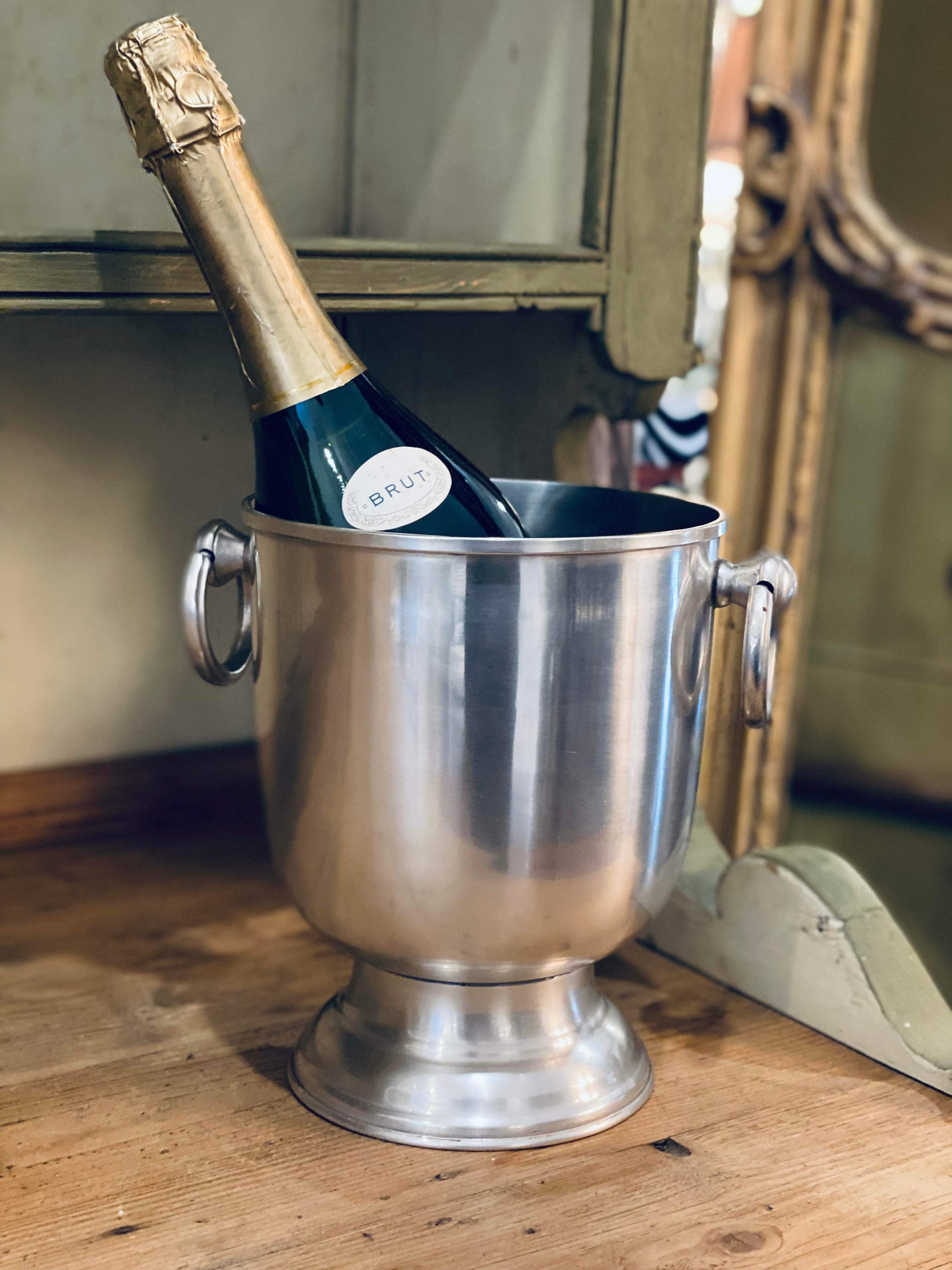 Round Pewter Champagne Ice Bucket