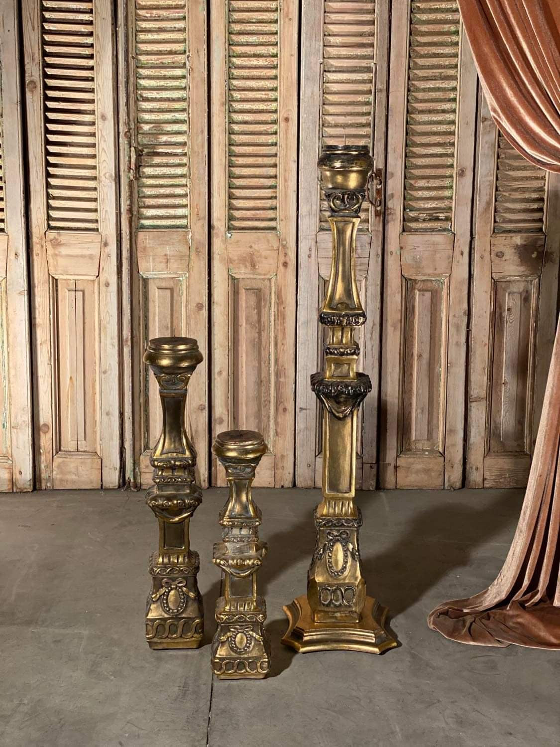 Antique Gold Handcrafted Timber Candlesticks - Various Styles