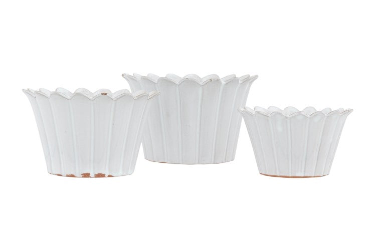 Terracotta Fluted Planters/Bowls - Set of 3