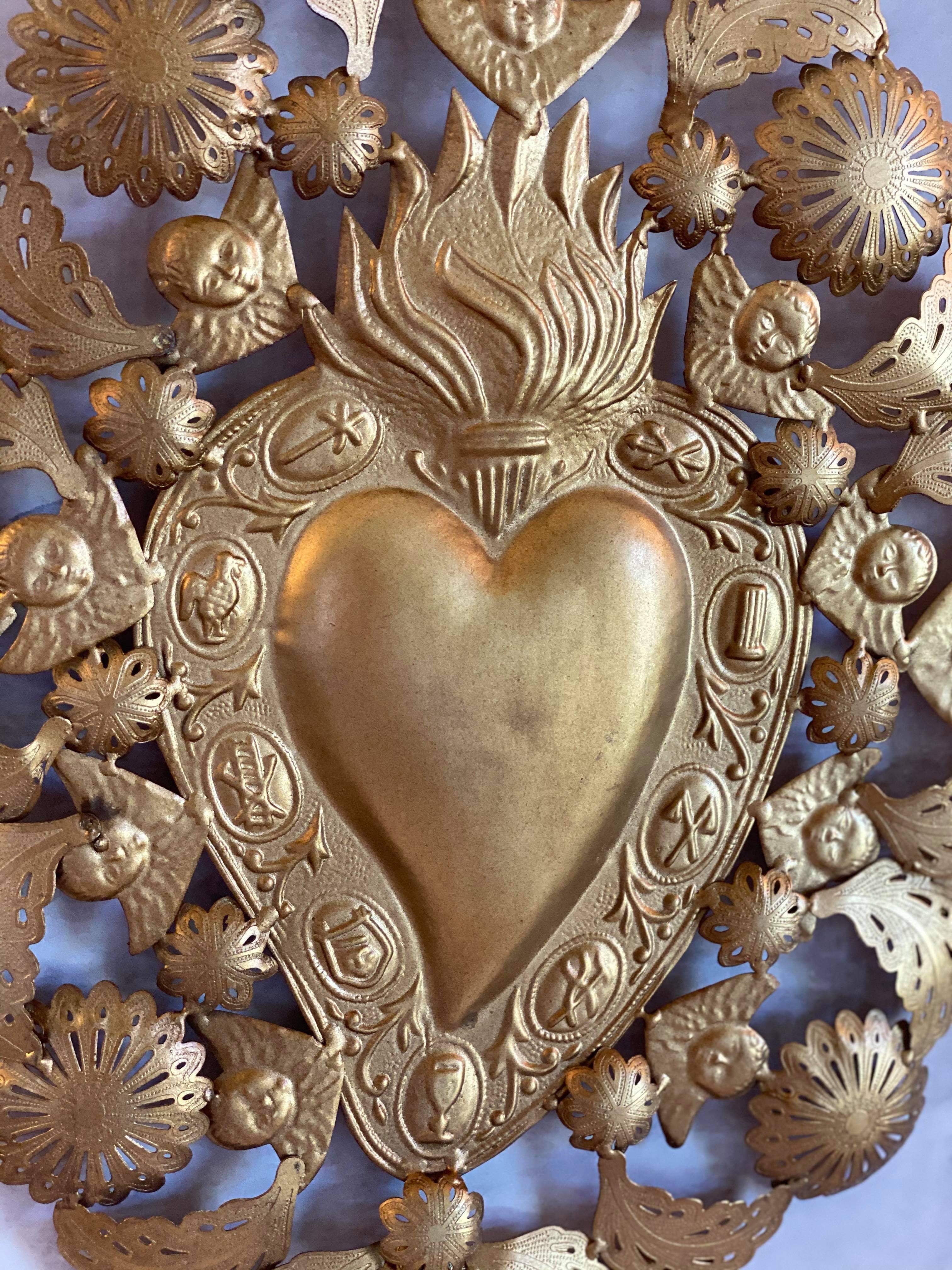 Large Gold Sacred Heart Wall Hanging