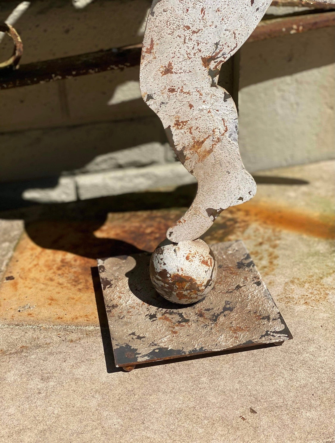 Aged Metal Angel/Cherub on Stand
