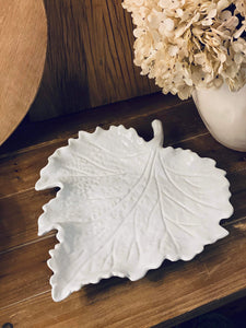 Ceramic Leaf Plate White